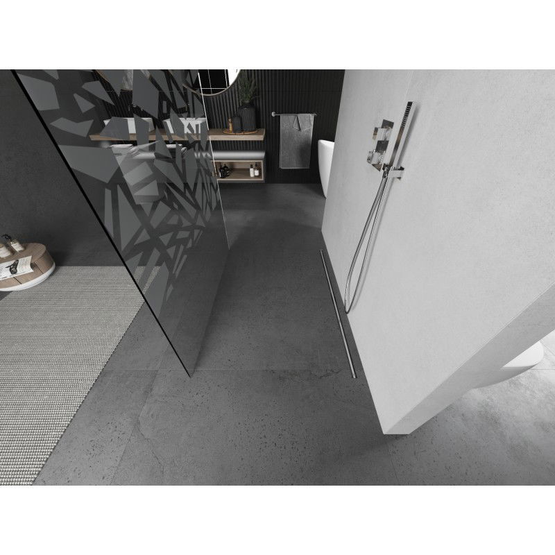 Mexen Kioto paroi de douche autoportante 100 x 200 cm, motif blanc 8 mm, nickel brossé - 800-100-002-97-85