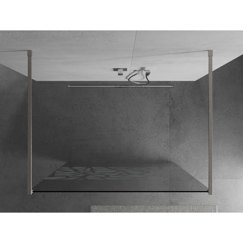 Mexen Kioto paroi de douche autoportante 110 x 200 cm, motif blanc 8 mm, nickel brossé - 800-110-002-97-85