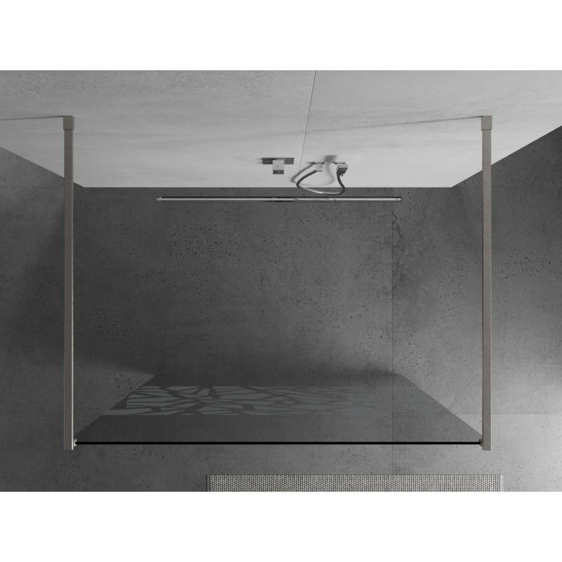 Mexen Kioto paroi de douche autoportante 120 x 200 cm, motif blanc 8 mm, nickel brossé - 800-120-002-97-85