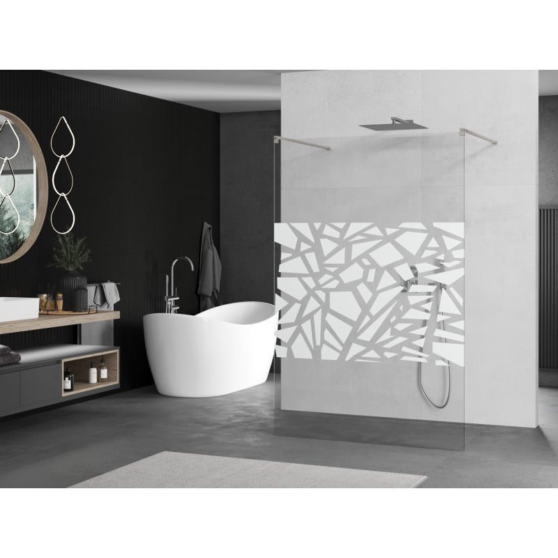 Mexen Kioto paroi de douche autoportante 130 x 200 cm, motif blanc 8 mm, nickel brossé - 800-130-002-97-85