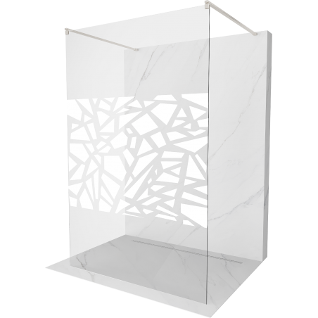 Mexen Kioto paroi de douche autonome 140 x 200 cm, motif blanc 8 mm, nickel brossé - 800-140-002-97-85