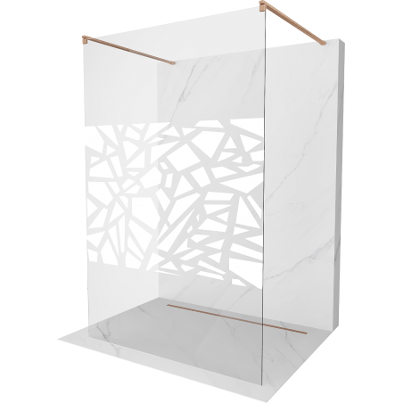 Mexen Kioto paroi de douche autonome 140 x 200 cm, motif blanc 8 mm, laiton brossé - 800-140-002-65-85
