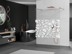 Mexen Kioto paroi de douche autonome 140 x 200 cm, motif blanc 8 mm, laiton brossé - 800-140-002-65-85