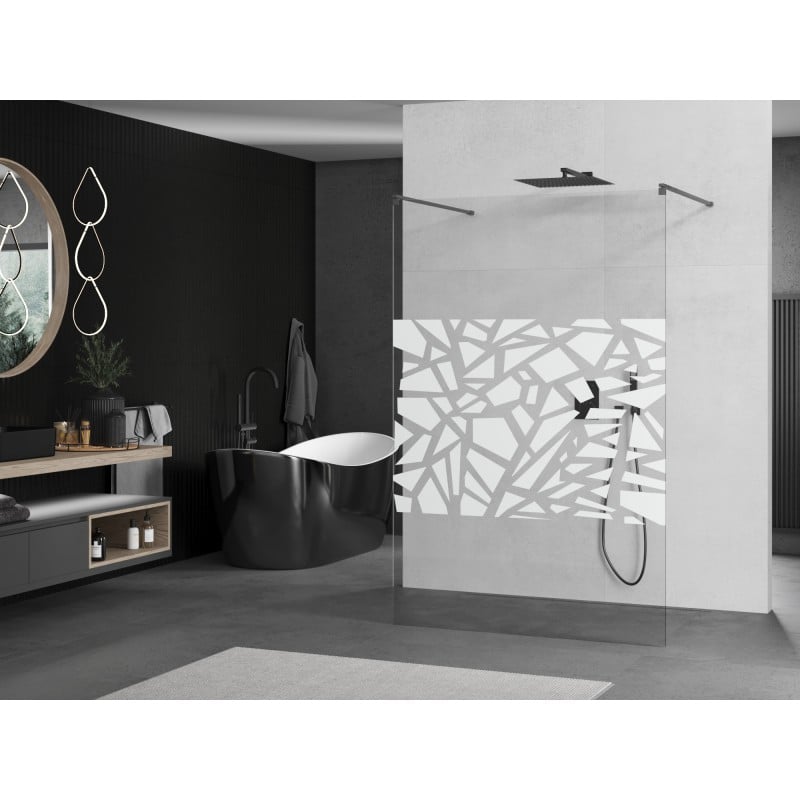 Mexen Kioto paroi de douche autoportante 110 x 200 cm, motif blanc 8 mm, gris fusil brossé - 800-110-002-66-85
