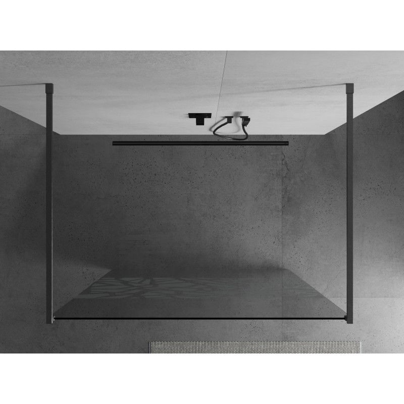 Mexen Kioto paroi de douche autoportante 130 x 200 cm, motif blanc 8 mm, gun gray brossé - 800-130-002-66-85