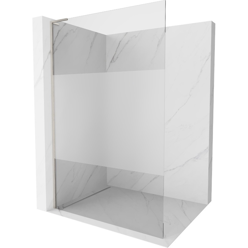 Mexen Kioto L paroi de douche Walk-in 100 x 200 cm, transparent/givré, nickel brossé - 800-100-103-97-35