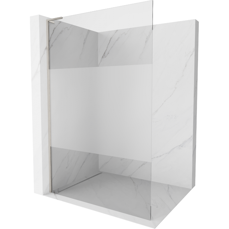 Mexen Kioto L paroi de douche Walk-in 110 x 200 cm, transparent/opaque, nickel brossé - 800-110-103-97-35