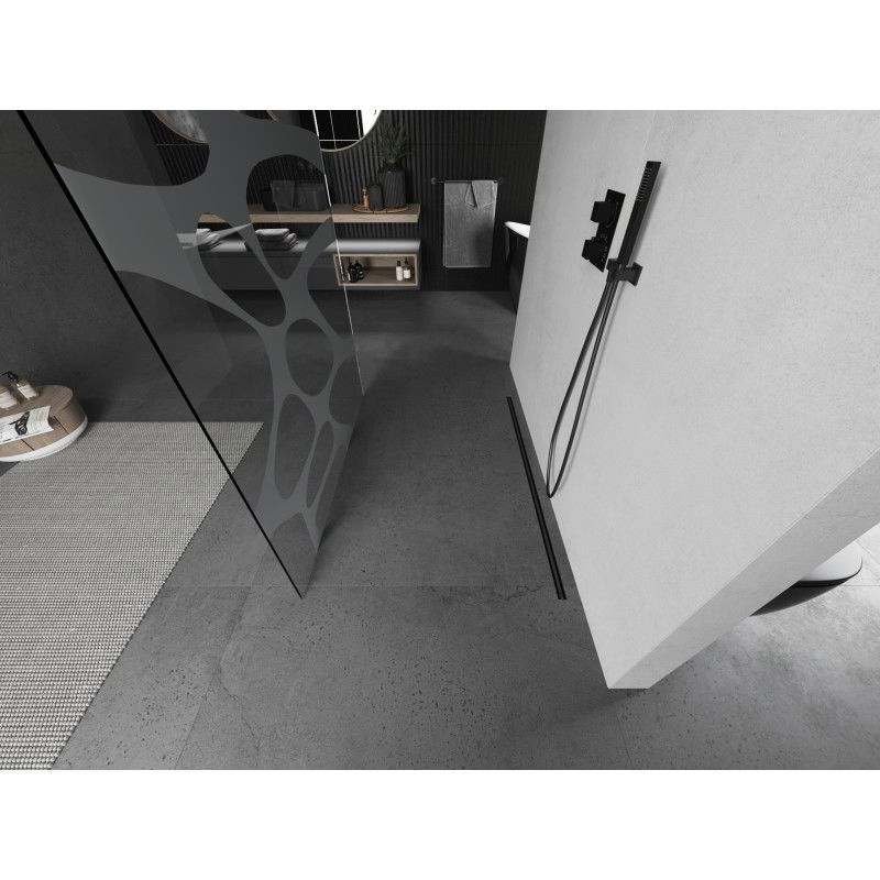 Mexen Kioto paroi de douche autoportante 110 x 200 cm, vague blanche 8 mm, gris canon brossé - 800-110-002-66-97