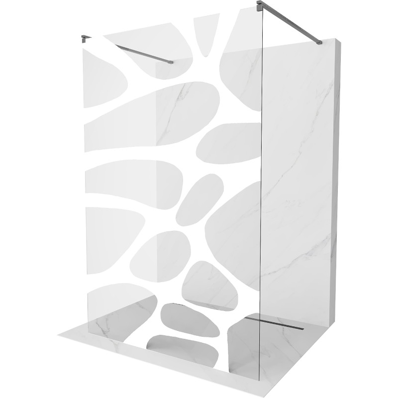 Mexen Kioto paroi de douche autoportante 120 x 200 cm, vague blanche 8 mm, gris canon brossé - 800-120-002-66-97
