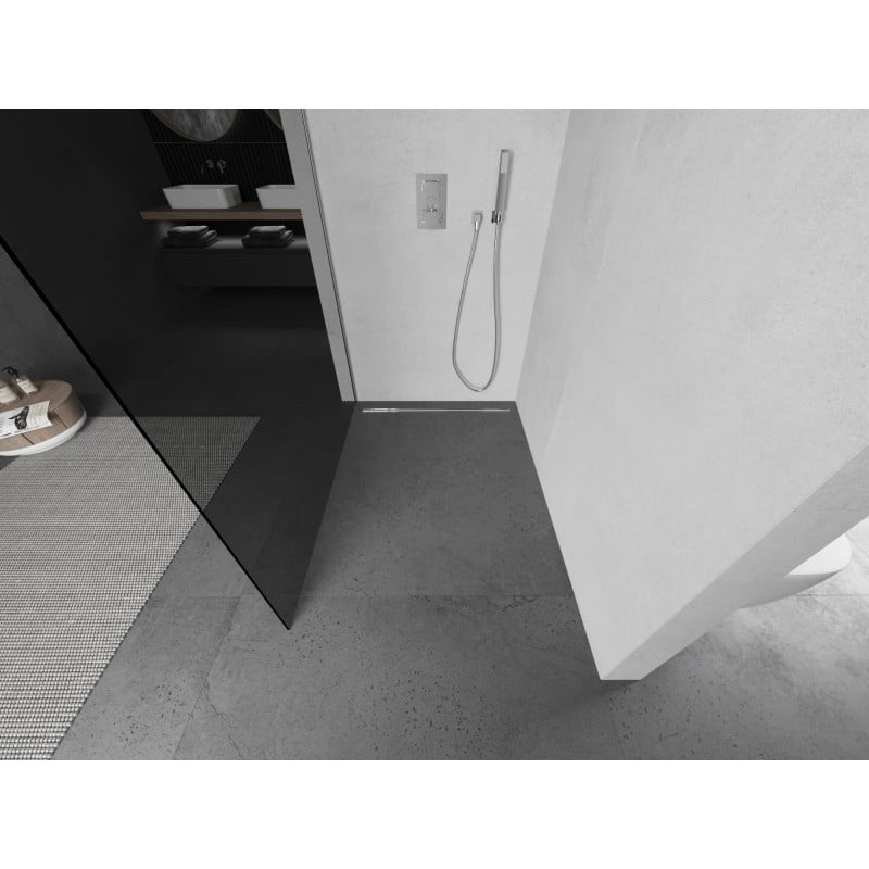 Mexen Kioto L paroi de douche Walk-in 120 x 200 cm, graphite, chrome - 800-120-103-01-40