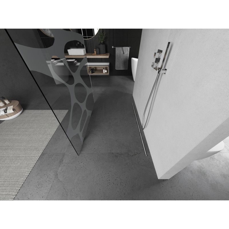 Mexen Kioto paroi de douche autoportante 130 x 200 cm, vague blanche 8 mm, nickel brossé - 800-130-002-97-97