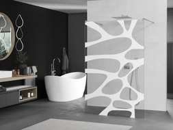 Mexen Kioto paroi de douche autoportante 140 x 200 cm, vague blanche 8 mm, nickel brossé - 800-140-002-97-97