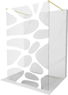 Mexen Kioto paroi de douche libre 130 x 200 cm, motif blanc 8 mm, doré brossé - 800-130-002-55-97