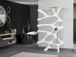 Mexen Kioto paroi de douche libre 130 x 200 cm, motif blanc 8 mm, doré brossé - 800-130-002-55-97