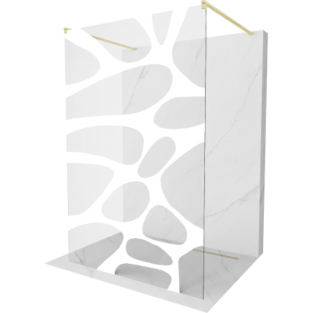 Mexen Kioto paroi de douche libre 140 x 200 cm, motif blanc 8 mm, doré brossé - 800-140-002-55-97