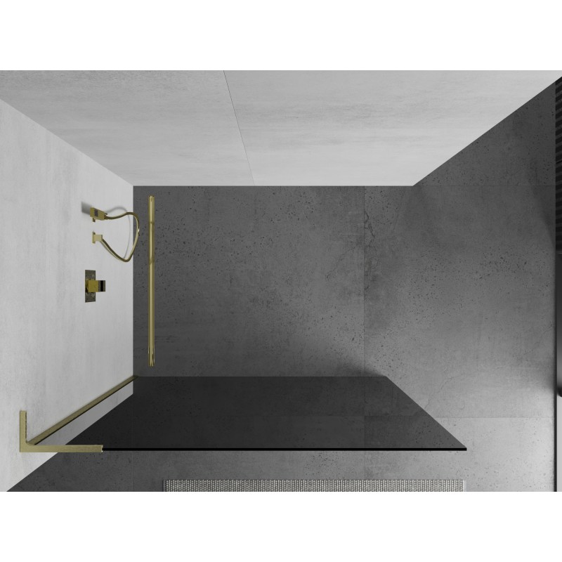 Mexen Kioto L paroi de douche Walk-in 120 x 200 cm, graphite, or brossé - 800-120-103-55-40