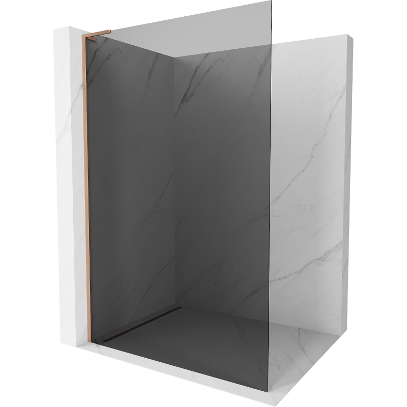 Mexen Kioto L paroi de douche Walk-in 100 x 200 cm, graphit, laiton brossé - 800-100-103-65-40
