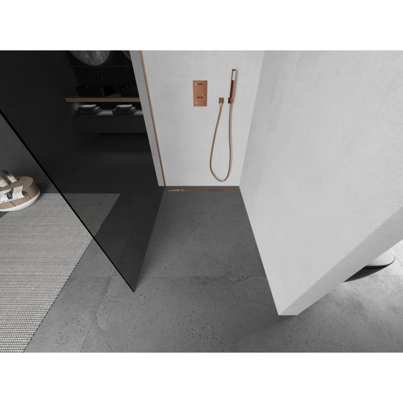 Mexen Kioto L paroi de douche Walk-in 120 x 200 cm, graphite, cuivre brossé - 800-120-103-65-40
