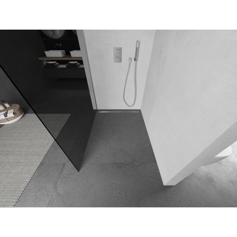 Mexen Kioto L paroi de douche Walk-in 70 x 200 cm, graphite, nickel brossé - 800-070-103-97-40