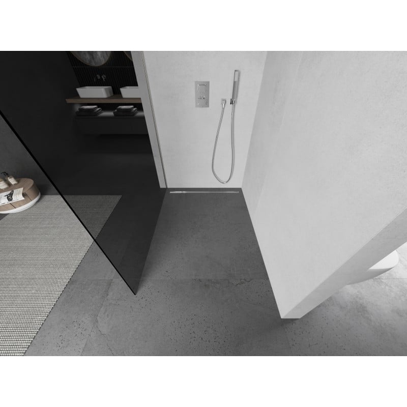 Mexen Kioto L paroi de douche Walk-in 80 x 200 cm, graphite, nickel brossé - 800-080-103-97-40