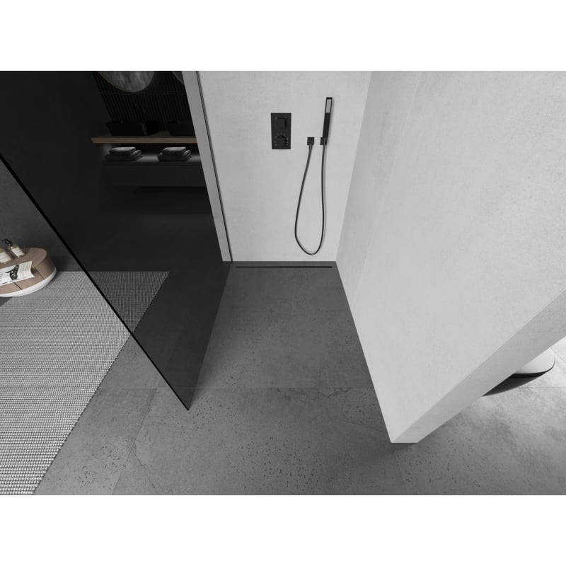 Mexen Kioto L paroi de douche Walk-in 80 x 200 cm, graphite, gris canon brossé - 800-080-103-66-40