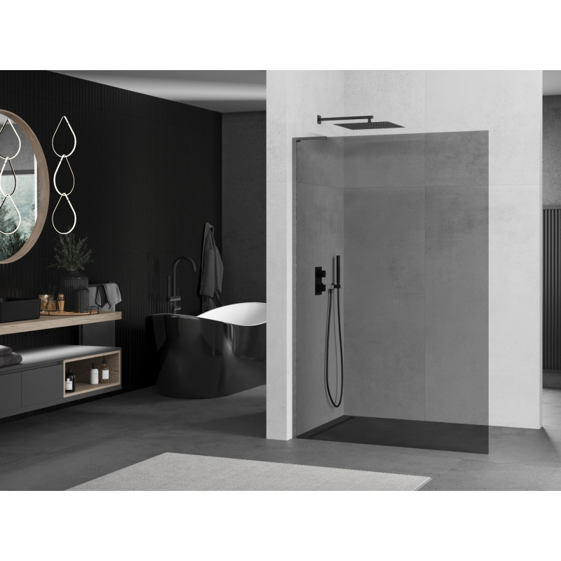 Mexen Kioto L paroi de douche Walk-in 80 x 200 cm, graphite, gris canon brossé - 800-080-103-66-40