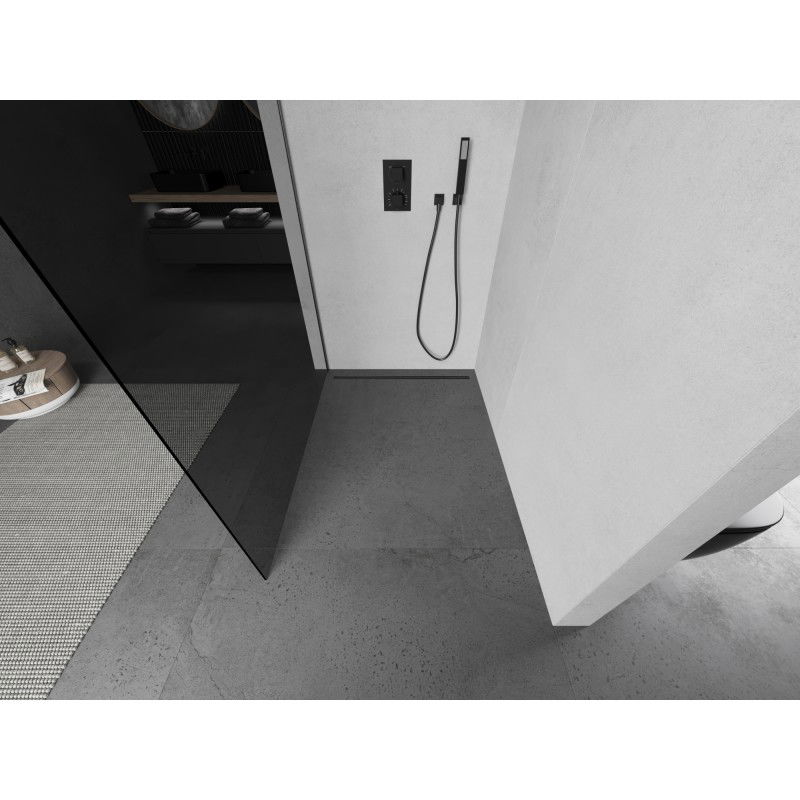 Mexen Kioto L paroi de douche Walk-in 90 x 200 cm, graphite, gris canon brossé - 800-090-103-66-40