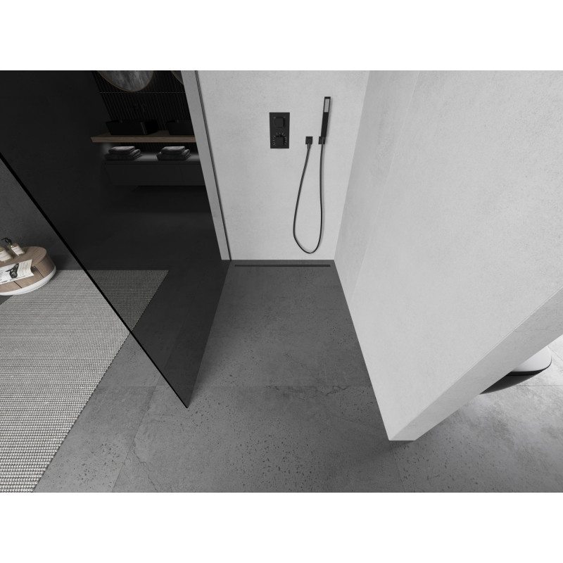 Mexen Kioto L paroi de douche Walk-in 100 x 200 cm, graphite, gris canon brossé - 800-100-103-66-40
