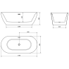 Baignoire autoportante Mexen Roxy 170 x 80 cm, blanche/noire, trop-plein blanc - 51201708075-20