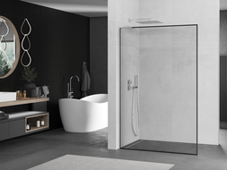 Mexen Kioto L paroi de douche Walk-in 50 x 200 cm, cadre noir, chrome - 800-050-103-01-70