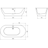 Baignoire autoportante Mexen Roxy 180 x 85 cm, blanche, trop plein doré - 51201808500-50