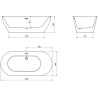 Baignoire autoportante Mexen Roxy 180 x 85 cm, blanche/noire, évacuation en or brossé - 51201808575-55