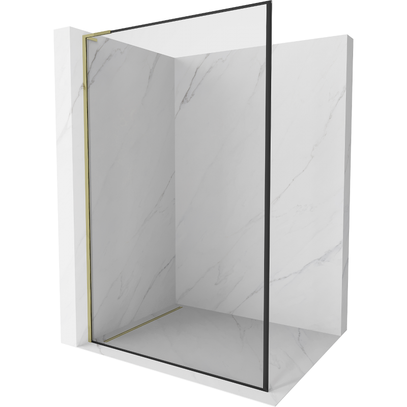 Mexen Kioto L paroi de douche Walk-in 100 x 200 cm, motif noir, or - 800-100-103-50-70