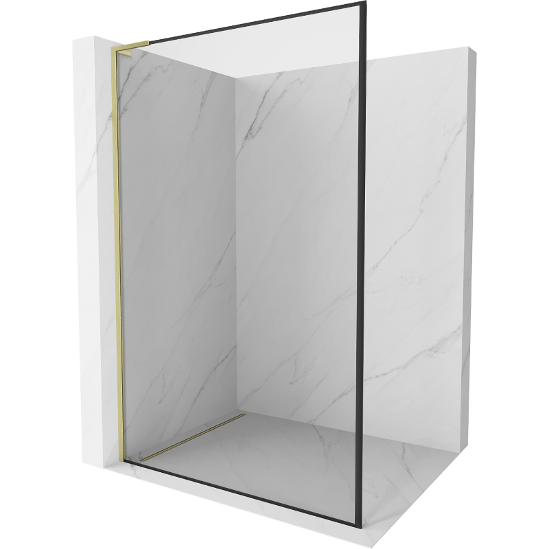 Mexen Kioto L paroi de douche Walk-in 80 x 200 cm, motif noir, finition dorée satinée - 800-080-103-55-70