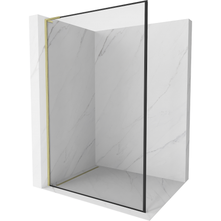 Mexen Kioto L paroi de douche Walk-in 80 x 200 cm, motif noir, finition dorée satinée - 800-080-103-55-70