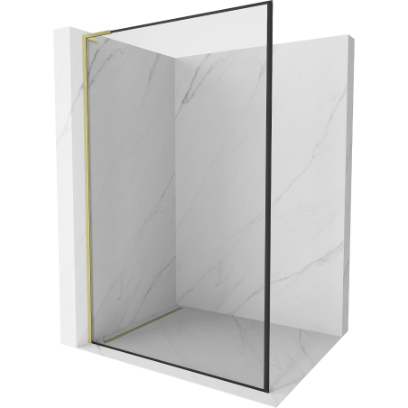 Mexen Kioto L paroi de douche Walk-in 90 x 200 cm, cadre noir, or brossé - 800-090-103-55-70