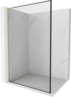 Mexen Kioto L cloison de douche Walk-in 110 x 200 cm, cadre noir, or brossé - 800-110-103-55-70