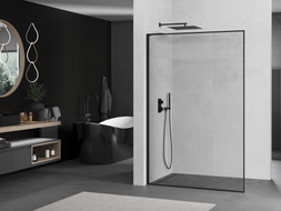 Mexen Kioto L paroi de douche Walk-in 70 x 200 cm, cadre noir, noir - 800-070-103-70-70