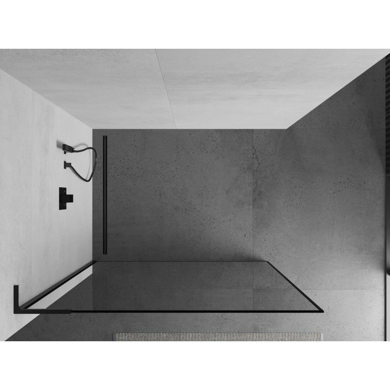 Mexen Kioto L paroi de douche Walk-in 90 x 200 cm, cadre noir, noir - 800-090-103-70-70