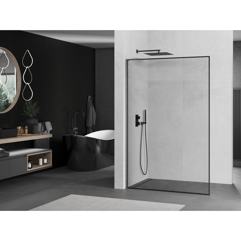 Mexen Kioto L Paroi de douche Walk-in 120 x 200 cm, cadre noir, gris canon brossé - 800-120-103-66-70