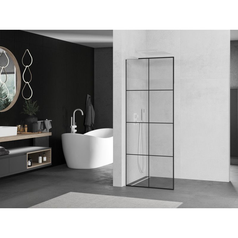 Mexen Kioto L cloison de douche Walk-in 70 x 200 cm, grille noire, blanche - 800-070-103-20-77