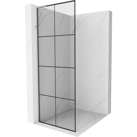 Mexen Kioto L panneau de douche Walk-in 80 x 200 cm, grille noire, chrome - 800-080-103-01-77