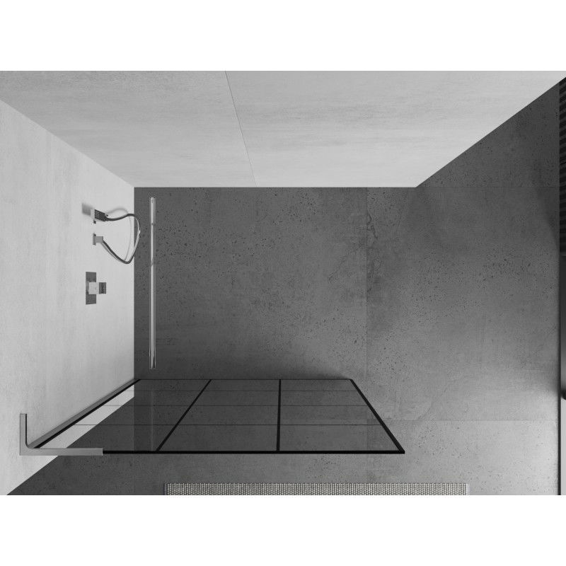 Mexen Kioto L cloison de douche Walk-in 120 x 200 cm, grille noire, chromée - 800-120-103-01-77