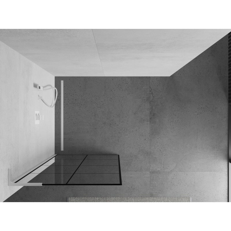 Mexen Kioto L paroi de douche Walk-in 80 x 200 cm, grille noire, blanche - 800-080-103-20-77