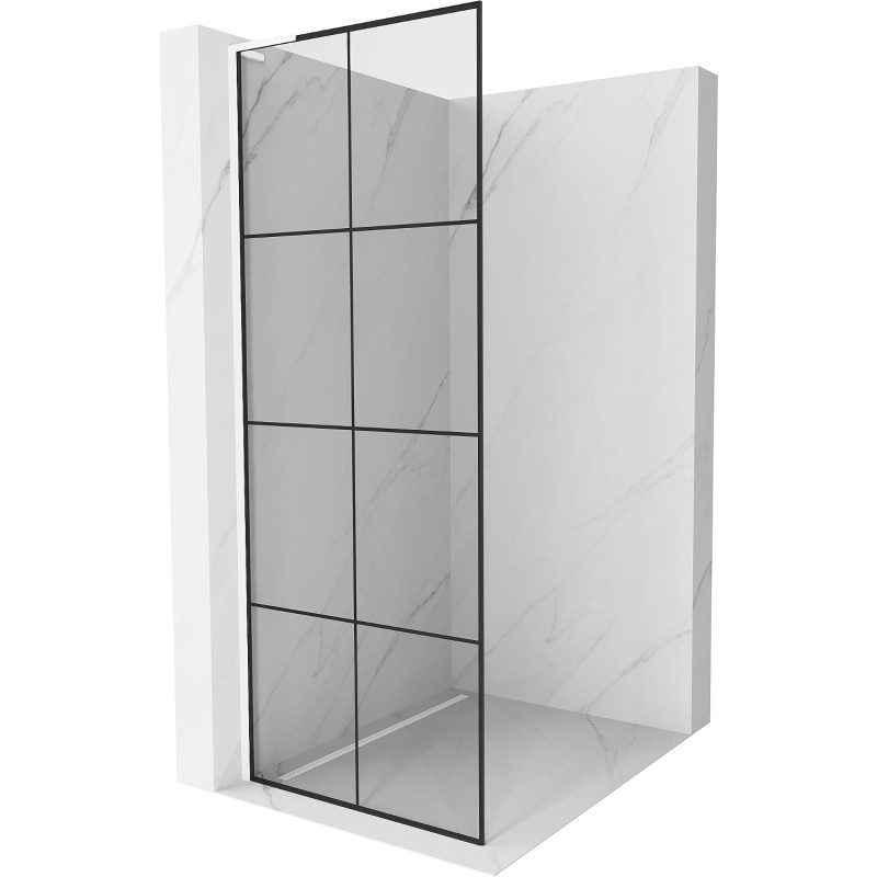 Mexen Kioto L paroi de douche Walk-in 90 x 200 cm, grille noire, blanche - 800-090-103-20-77