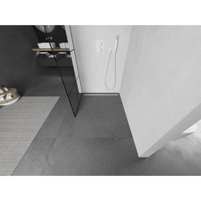Mexen Kioto L paroi de douche Walk-in 90 x 200 cm, grille noire, blanche - 800-090-103-20-77