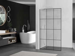 Mexen Kioto L paroi de douche Walk-in 100 x 200 cm, motif noir, blanc - 800-100-103-20-77