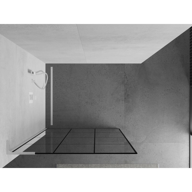 Mexen Kioto L paroi de douche Walk-in 110 x 200 cm, grille noire, blanche - 800-110-103-20-77