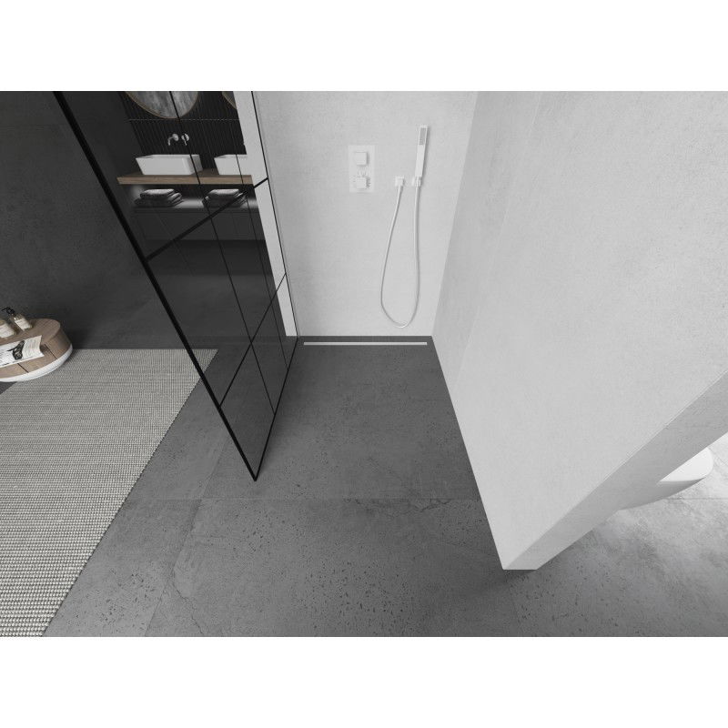 Mexen Kioto L paroi de douche Walk-in 110 x 200 cm, grille noire, blanche - 800-110-103-20-77