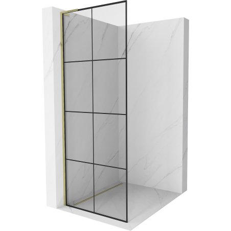 Mexen Kioto L paroi de douche Walk-in 90 x 200 cm, grille noire, dorée - 800-090-103-50-77